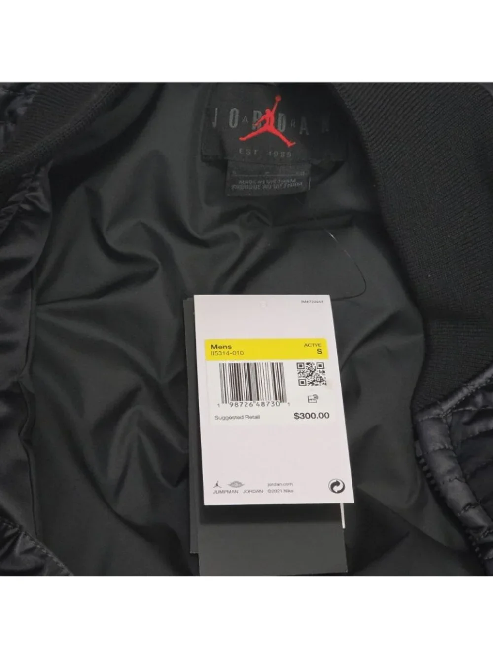 Jordan Bomber Jacket Full Zip Quilted Down Black  Men's Sz S II5314 010 $300
